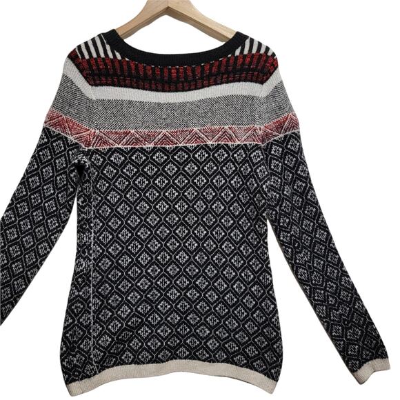 Maurices  Womens Sweater Mixed Print Red Black White Size Small - Picture 2 of 7